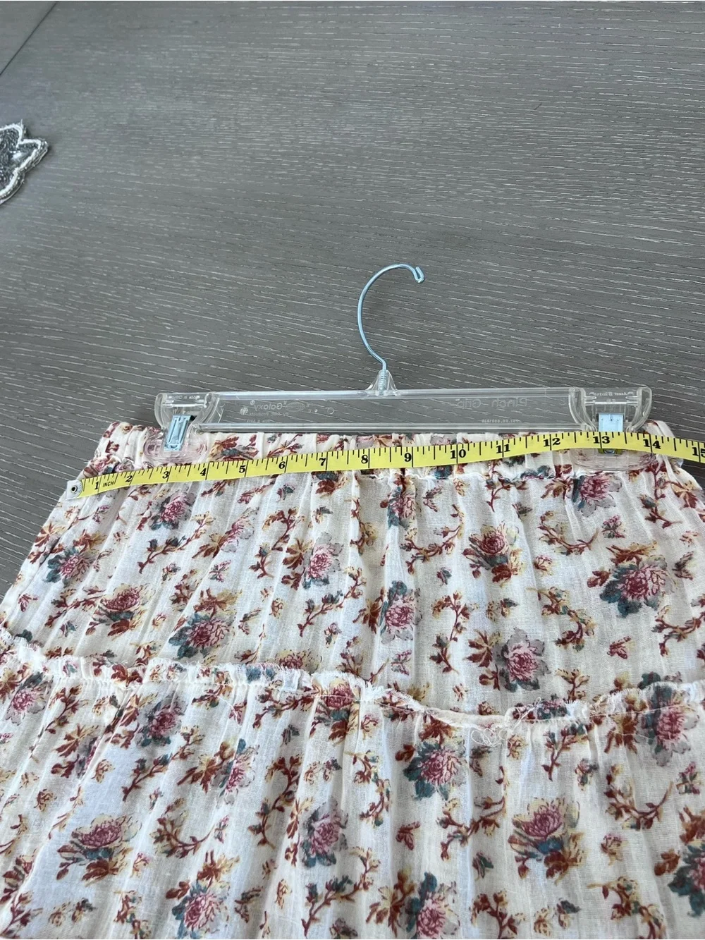 Denim & Supply Ralph Lauren Cream Maxi Skirt with Pink Floral Print